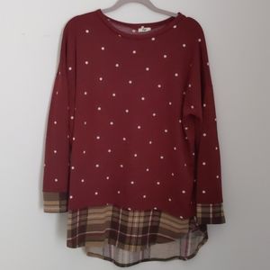 Red Polka Dot and Plaid Sweater